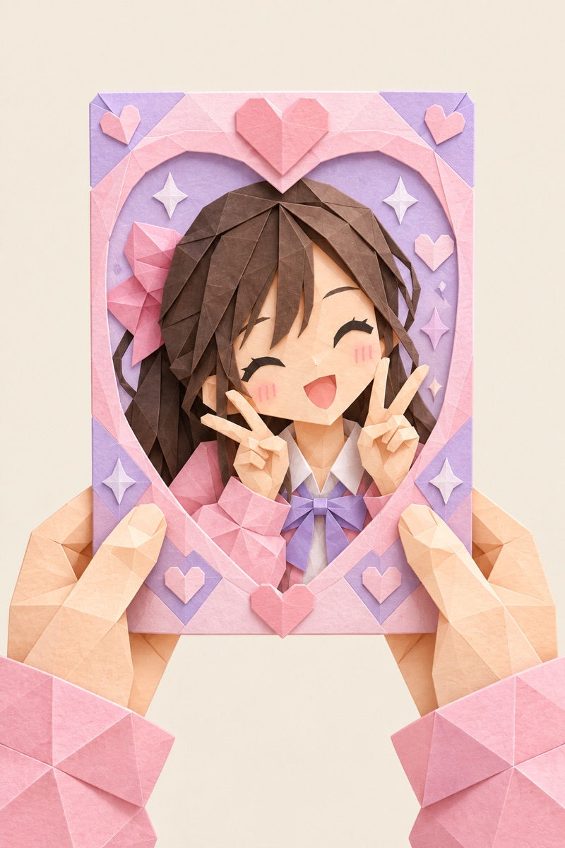 Khung ảnh idol dạng photocard làm từ ảnh bias, phong cách giấy gấp dễ thương